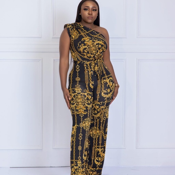 Bella Chain Link One Shoulder Jumpsuit - Picture 4 of 8